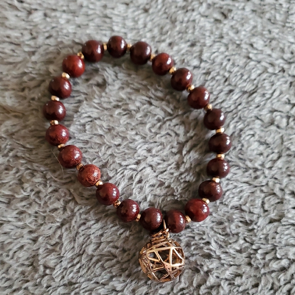 Lisa Hoffman Beaded Bracelet with Rose Gold Charm